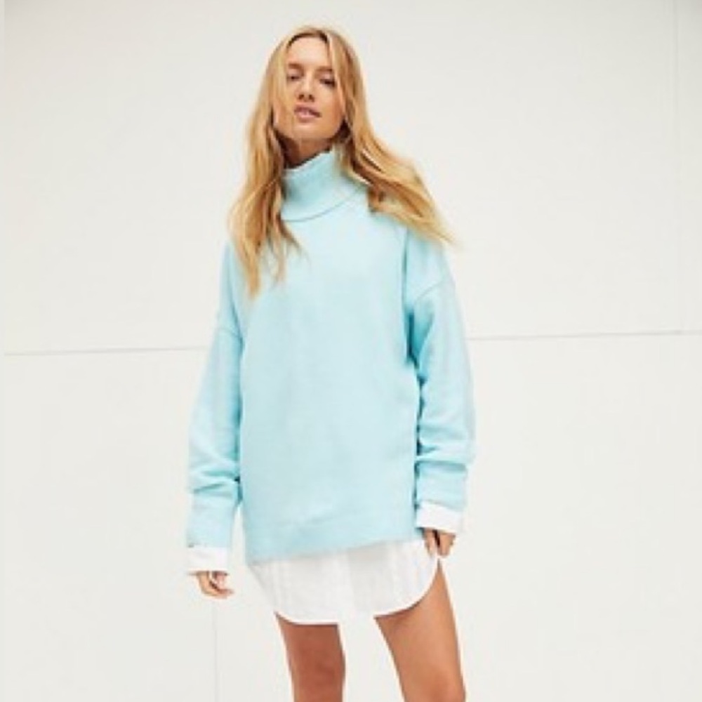 Free people afterglow sky blue mock neck sweater